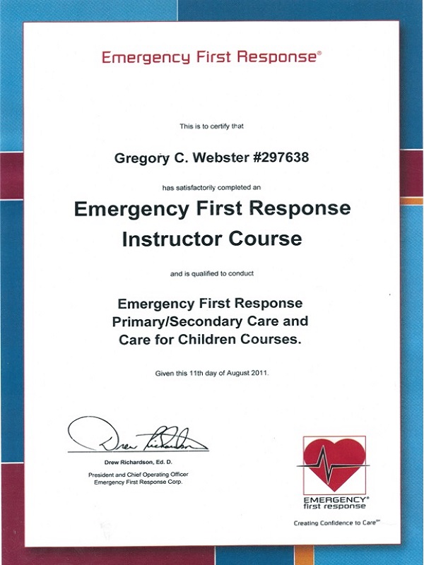 Emergency First Response Instructor Cert