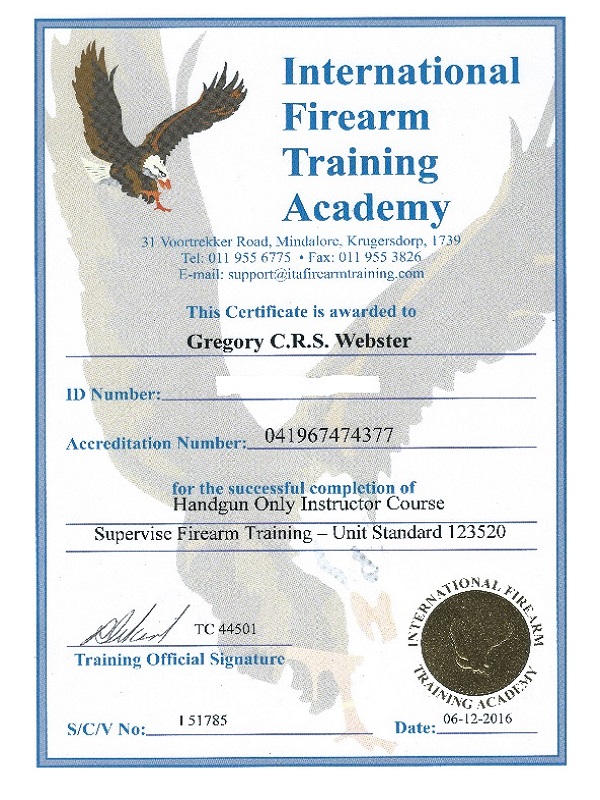 ITA Advanced Firearm instructor Cert