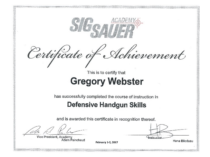 Sig Academy Defensive Handgun Skills